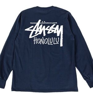 Stussy Honolulu Navy Blue Long Sleeve Shirt